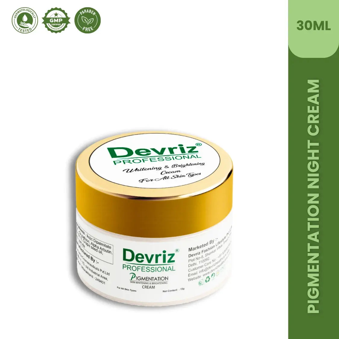 Devriz Organic Skin Whitening & Brightening Night Cream Devriz Healthcare