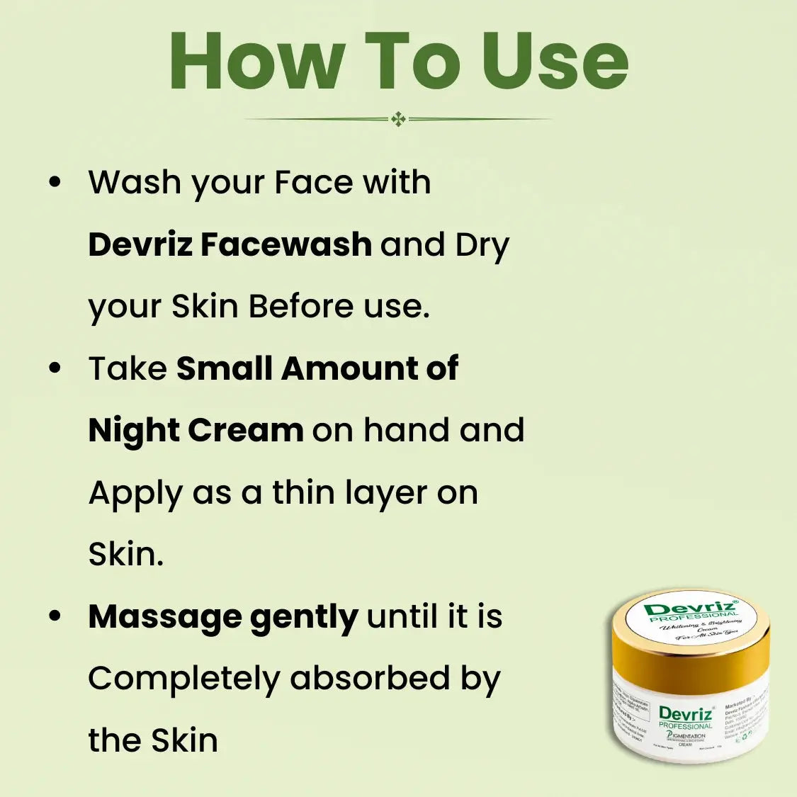 Devriz Organic Skin Whitening & Brightening Night Cream Devriz Healthcare
