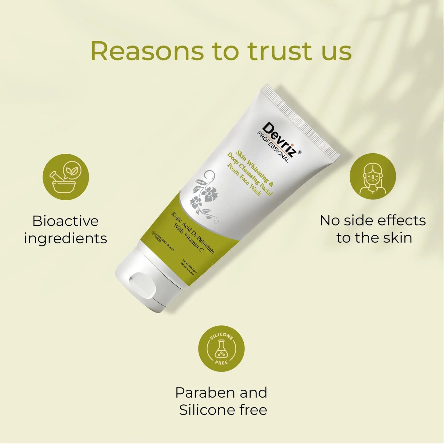 Skin Whitening & Deep Cleaning Foam Facewash Devriz Healthcare