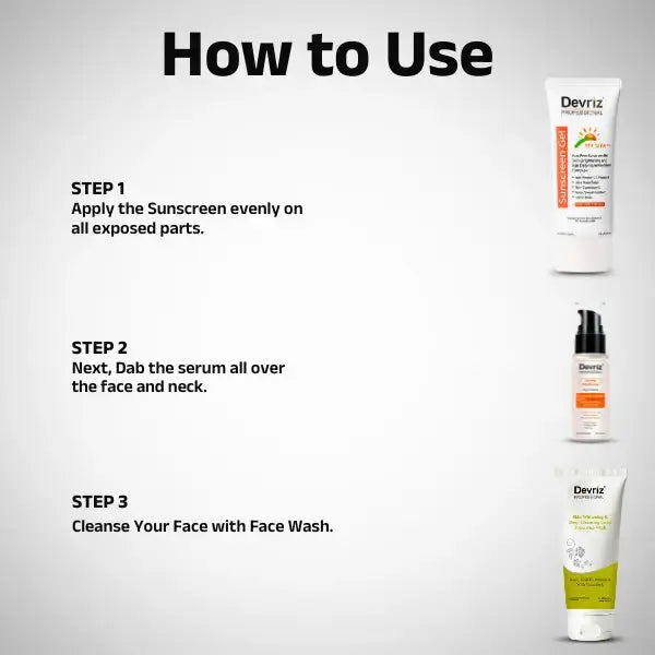 Face wash, Day Serum, And Sunscreen - Combo Kit Devriz Healthcare