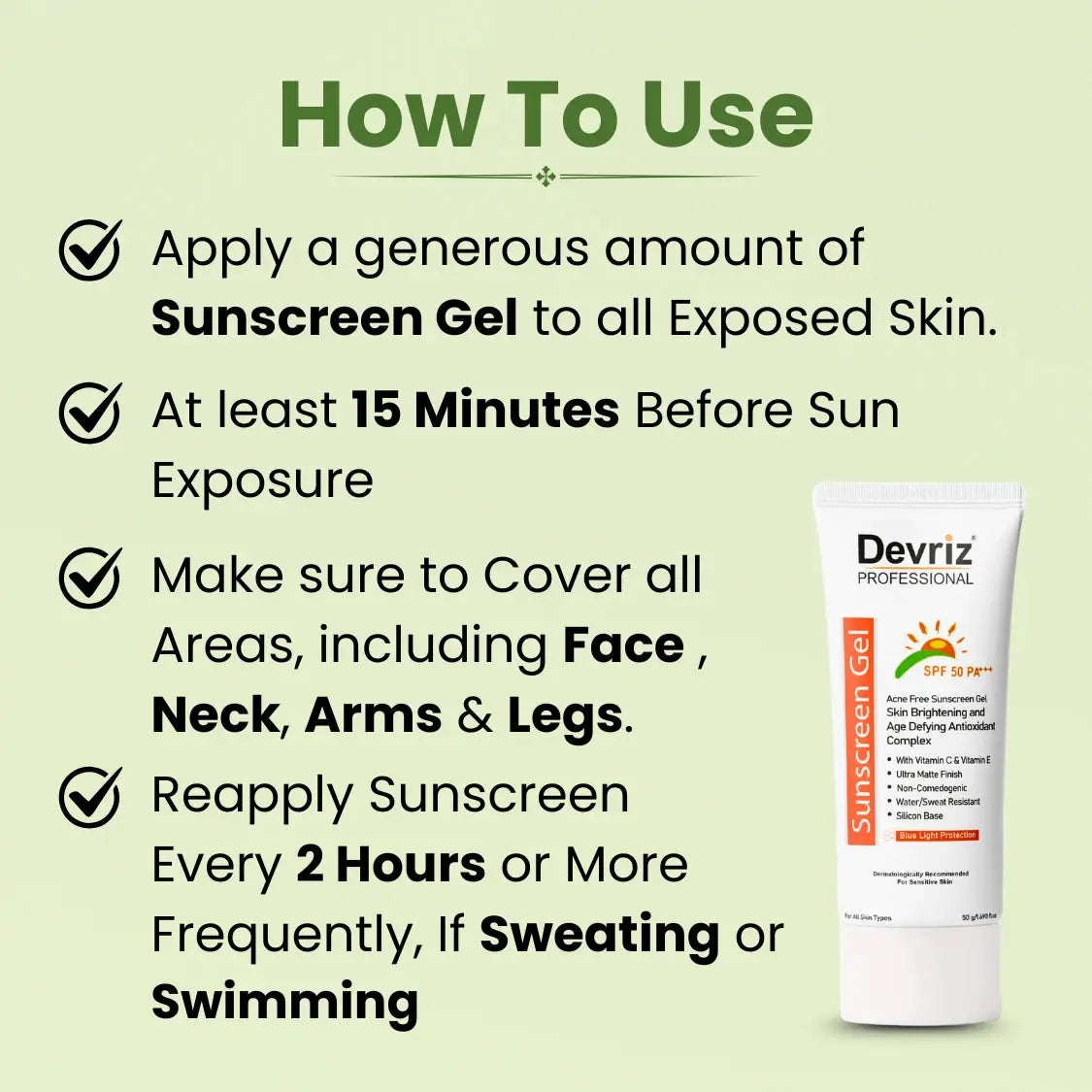 Sunscreen SPF 50 P+++ Gel Devriz Healthcare