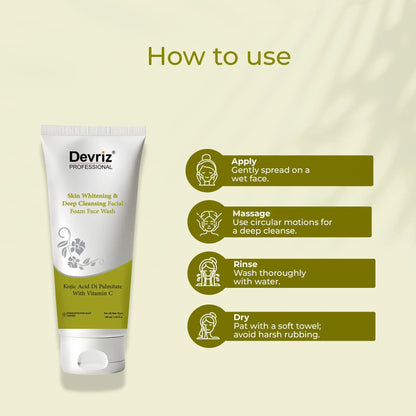 Skin Whitening & Deep Cleaning Foam Facewash Devriz Healthcare
