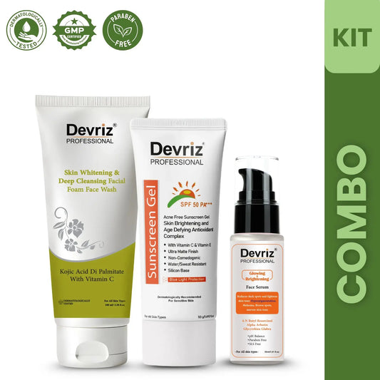 Face wash, Day Serum, And Sunscreen - Combo Kit Devriz Healthcare