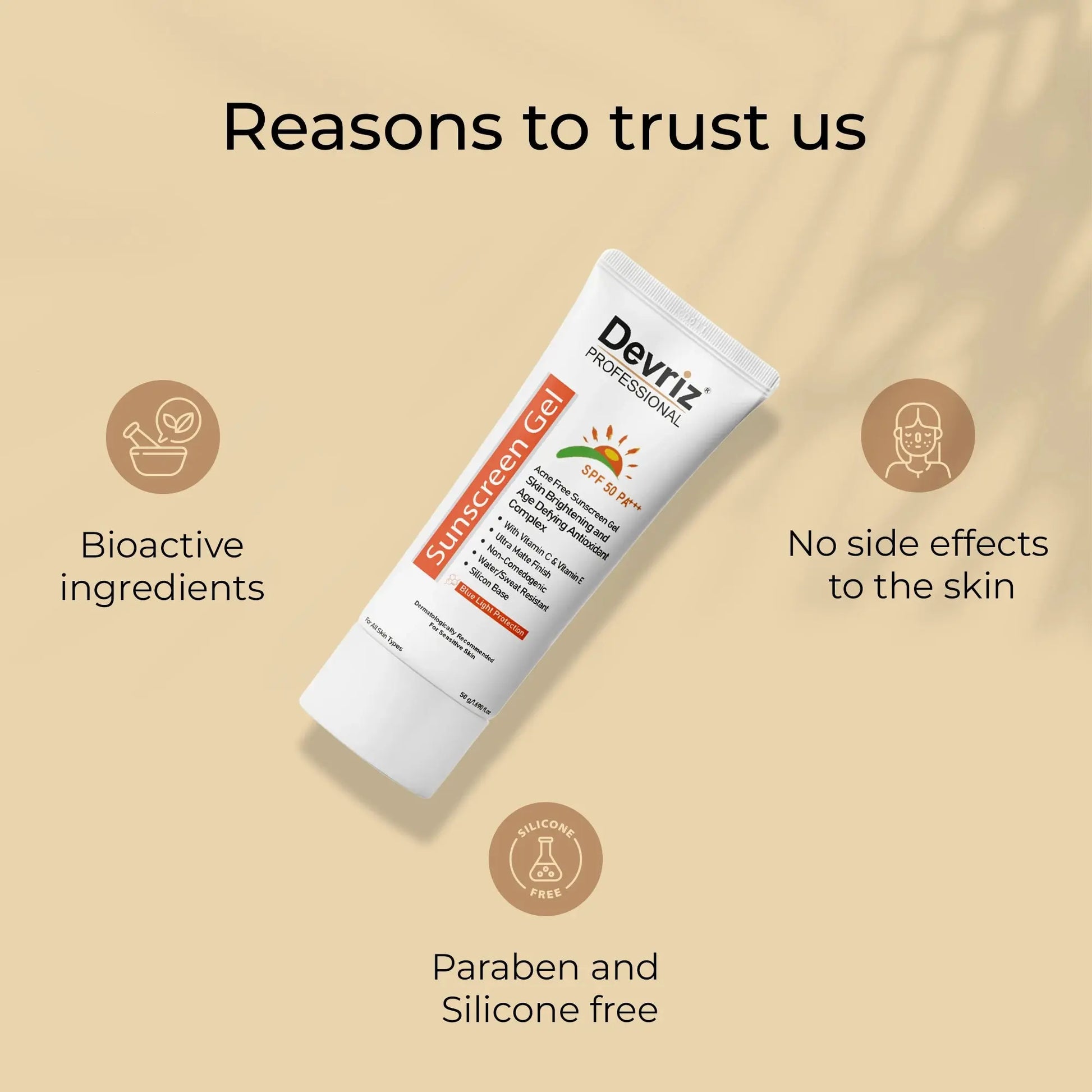 Sunscreen SPF 50 P+++ Gel Devriz Healthcare
