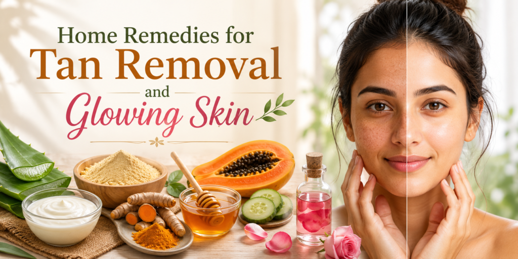 Home remedies for tan removal and glowing skin with natural skincare ingredients